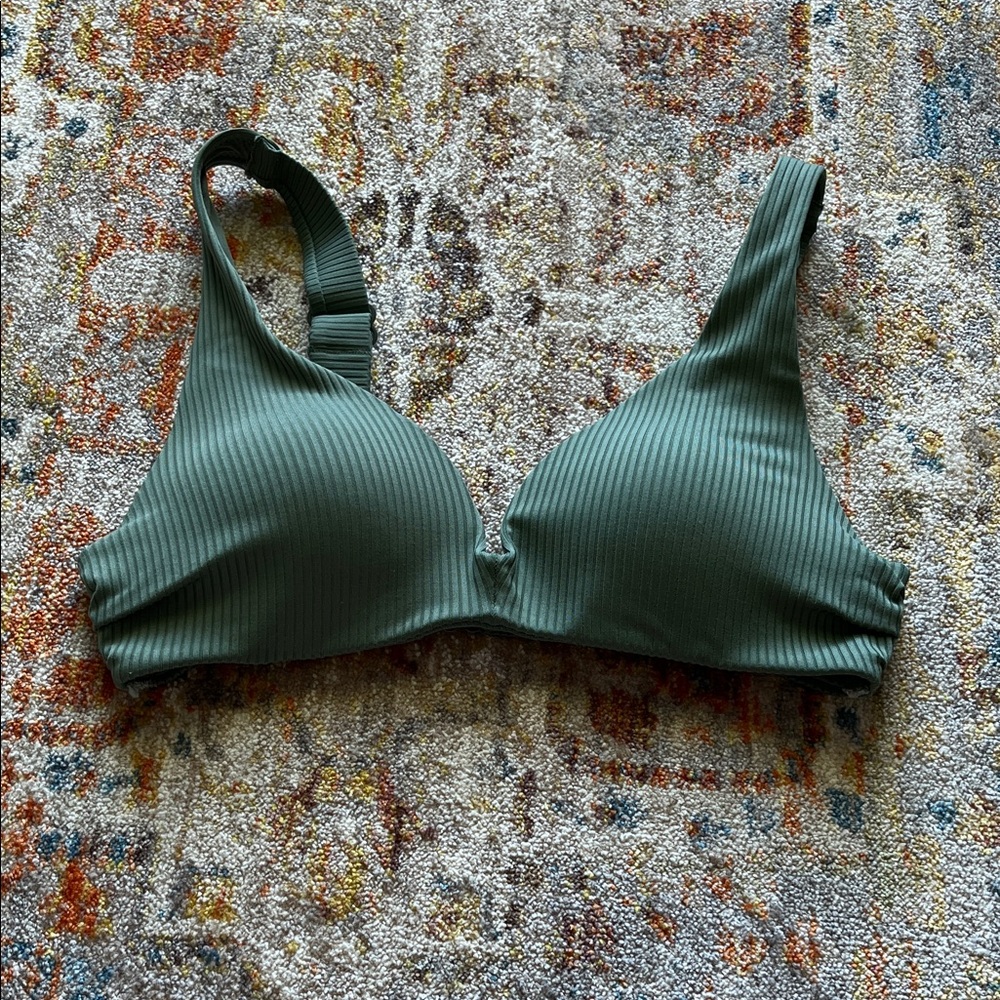 H&M Olive Ribbed bikini top